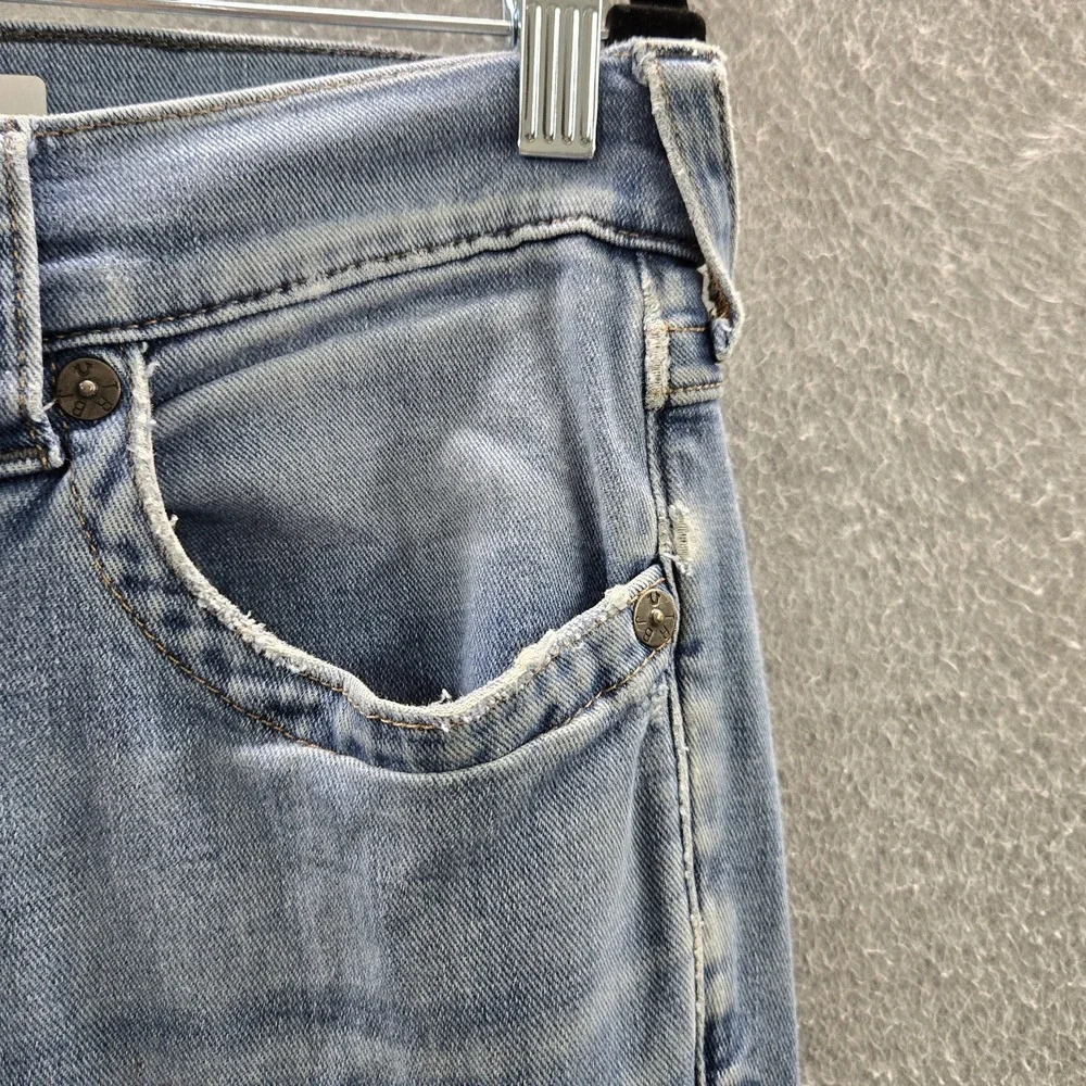 True Religion Men Jeans 33 Light Blue Denim Relaxed Straight Ricky Grunge READ